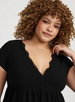 Lace Trim Babydoll Top