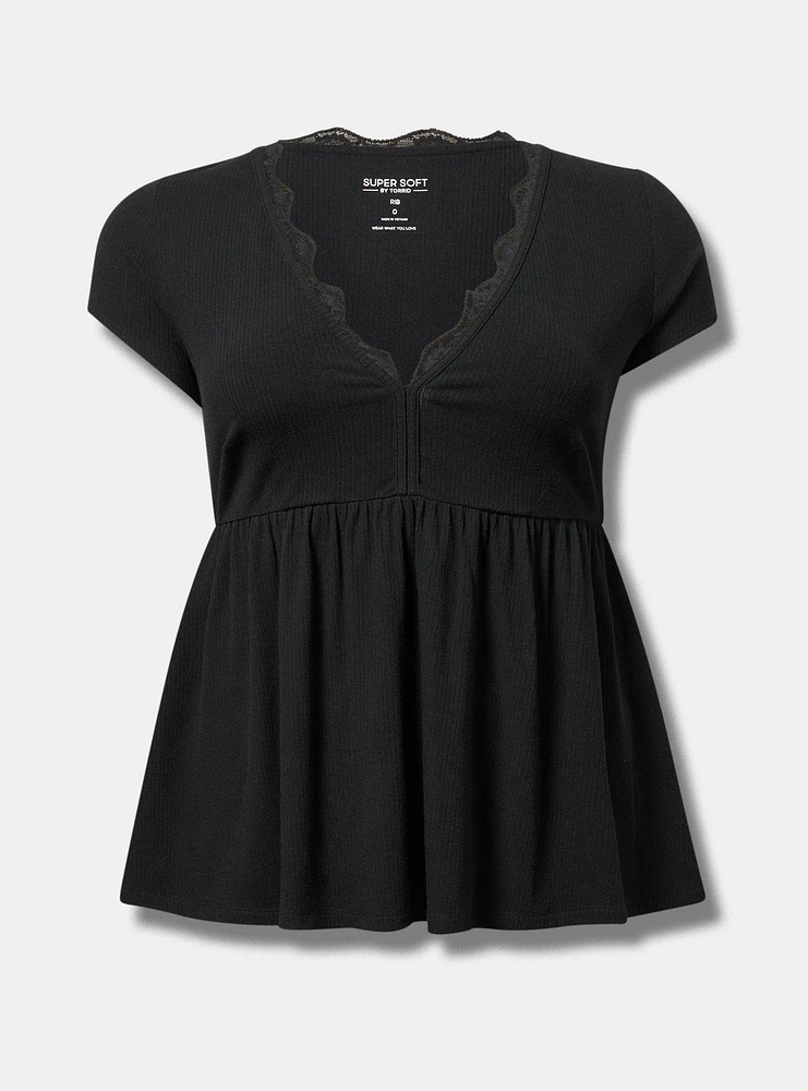 Lace Trim Babydoll Top