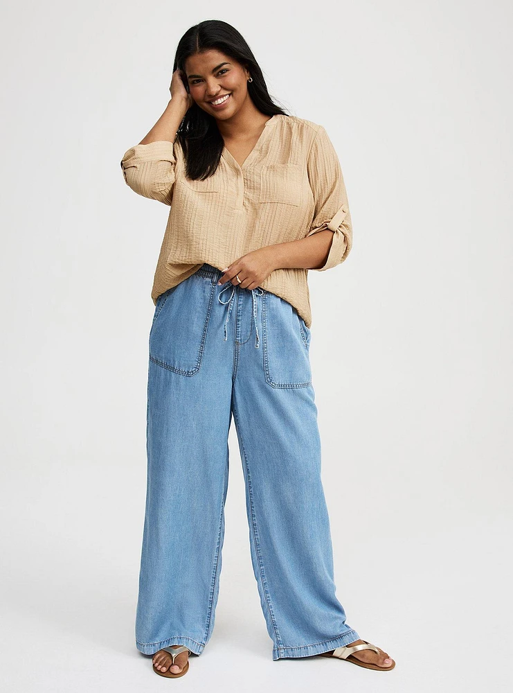 Harper Textured Stripe 3/4 Pullover Blouse