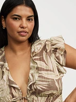 Ruffle V-Neck Tie Front Blouse