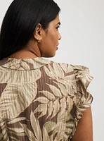 Ruffle V-Neck Tie Front Blouse