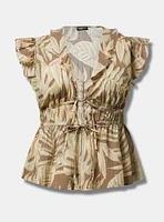 Ruffle V-Neck Tie Front Blouse