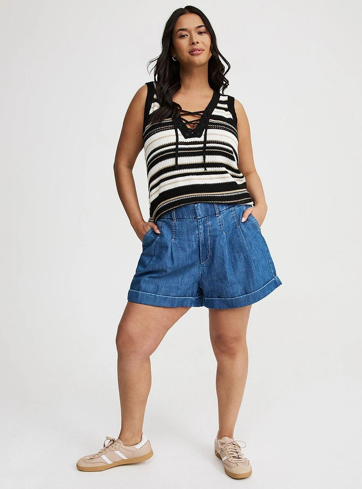 Lace-Up Sweater Tank