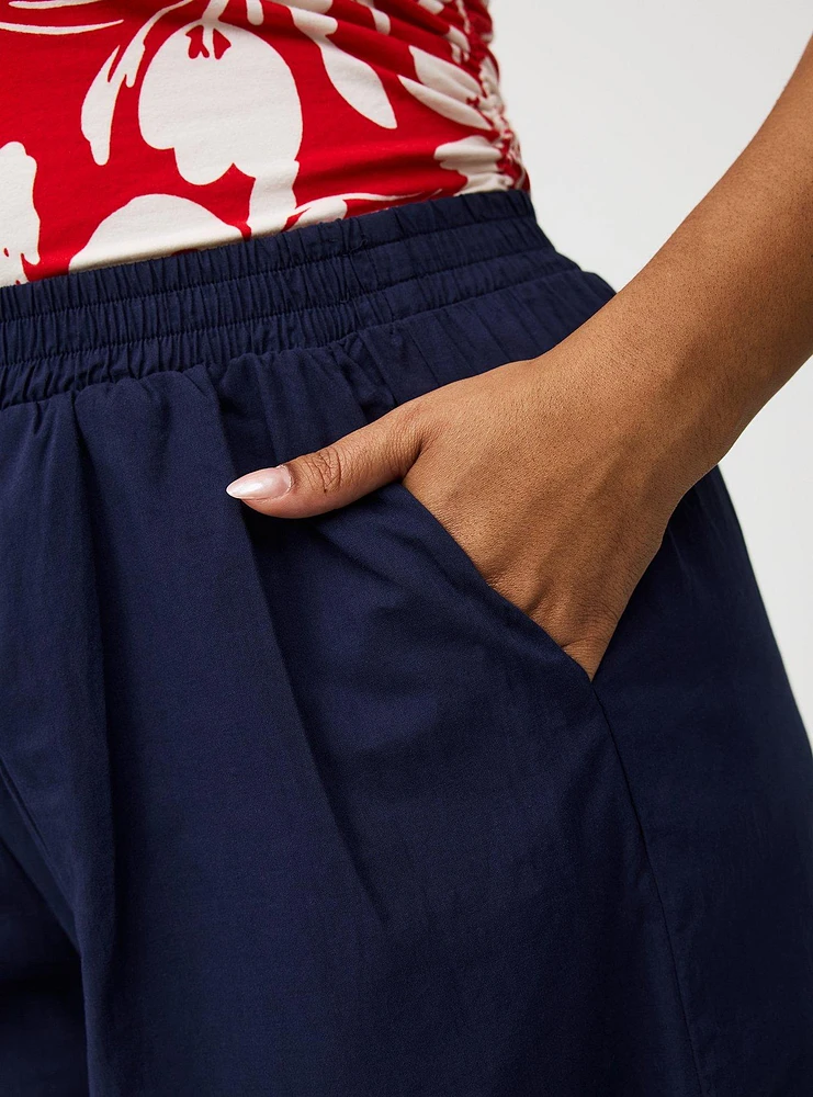 Pull-On Wide-Leg Embroidered Pant