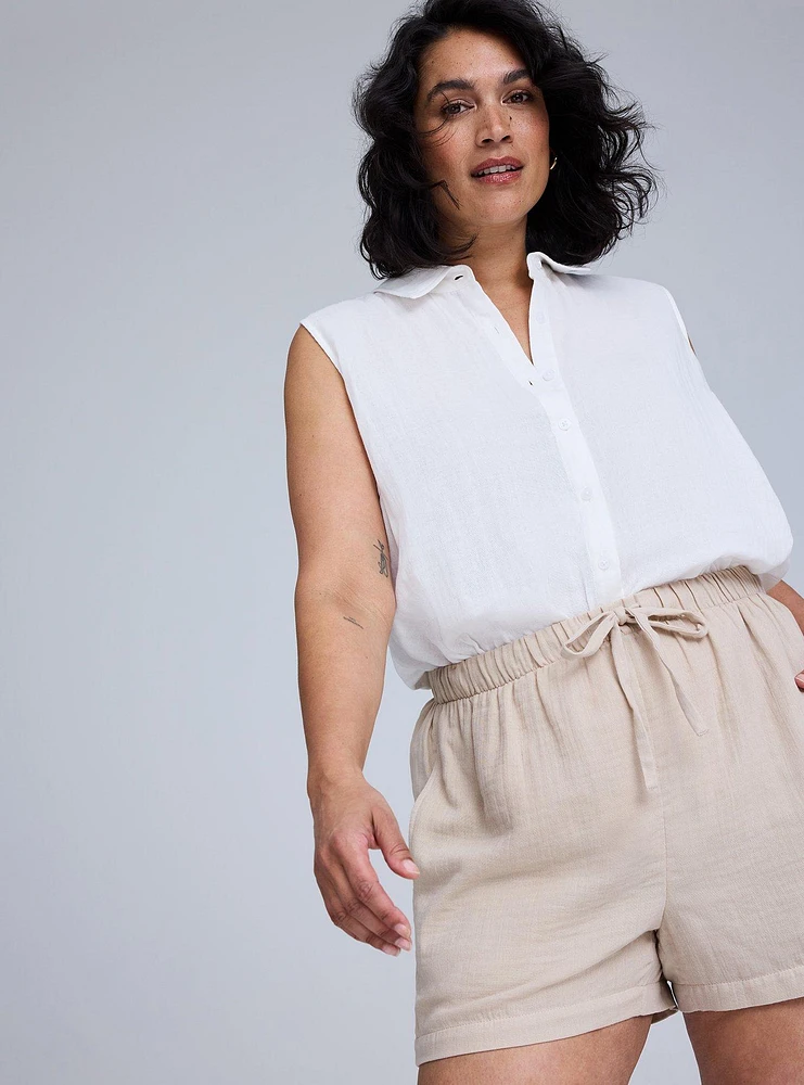 Belle Isle High-Rise Pull-On Linen Short