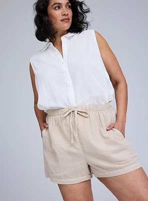 Belle Isle High-Rise Pull-On Linen Short