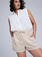Belle Isle High-Rise Pull-On Linen Short