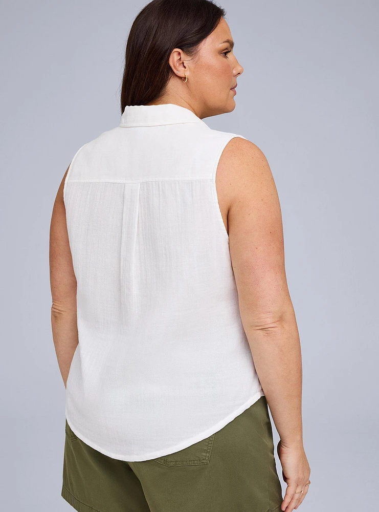 Belle Isle Button-Down Linen Shirt