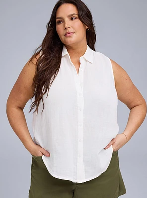 Belle Isle Button-Down Linen Shirt