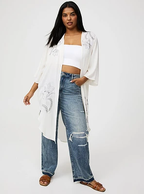 Embroidered Shirttail Kimono