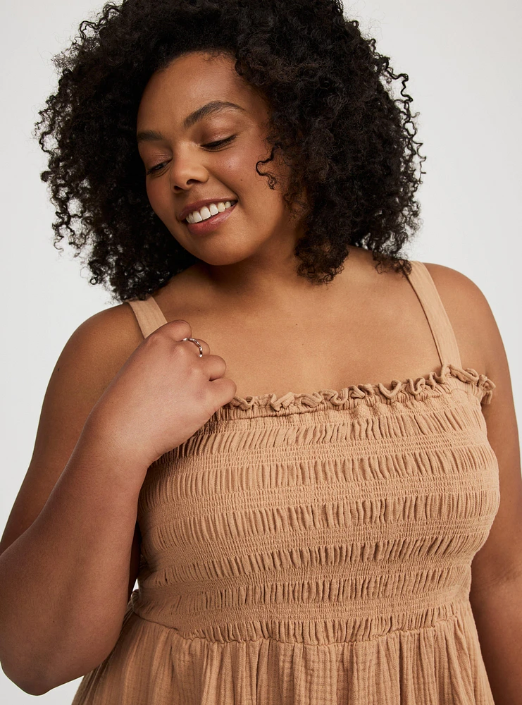 Midi Pucker Gauze Dress