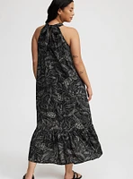 Midi High-Neck Tie-Back Dress