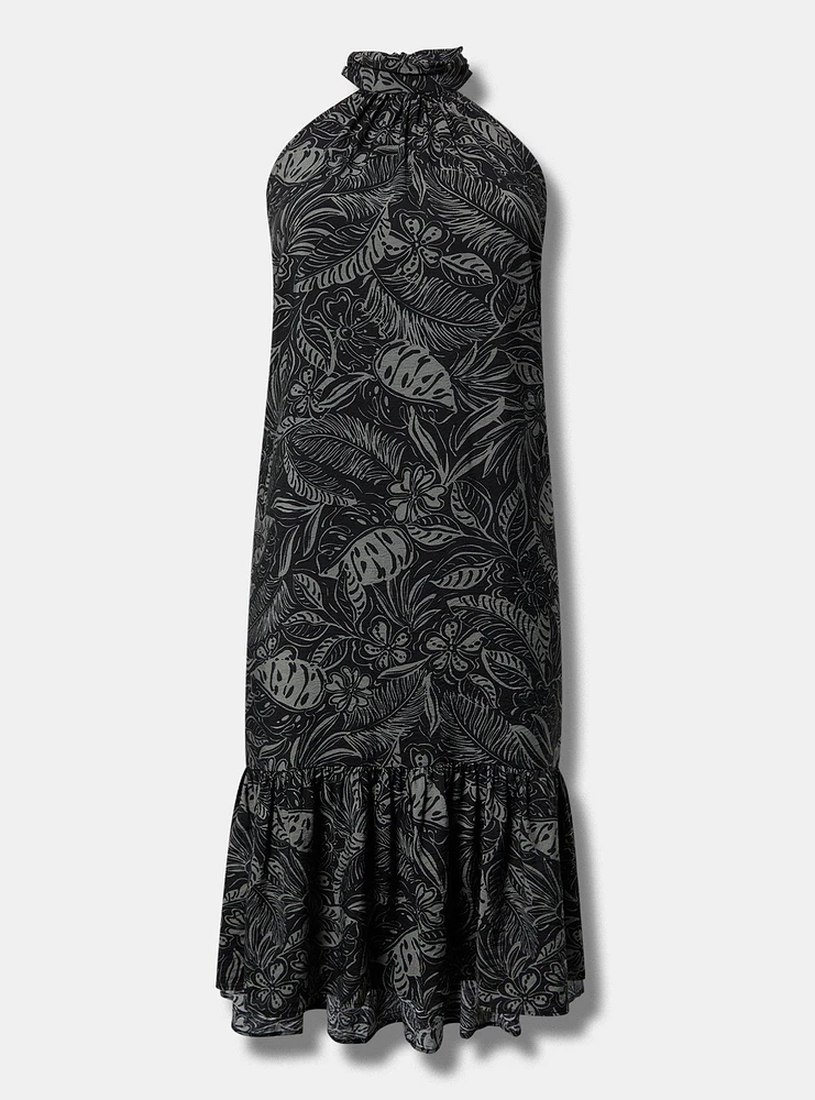 Midi High-Neck Tie-Back Dress