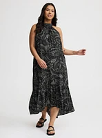 Midi High-Neck Tie-Back Dress