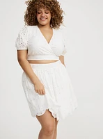 Surplice Scallop Mini Skirt Set