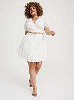 Surplice Scallop Mini Skirt Set