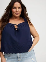 Eyelet Trim Front Crop Top