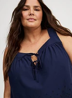 Eyelet Trim Front Crop Top