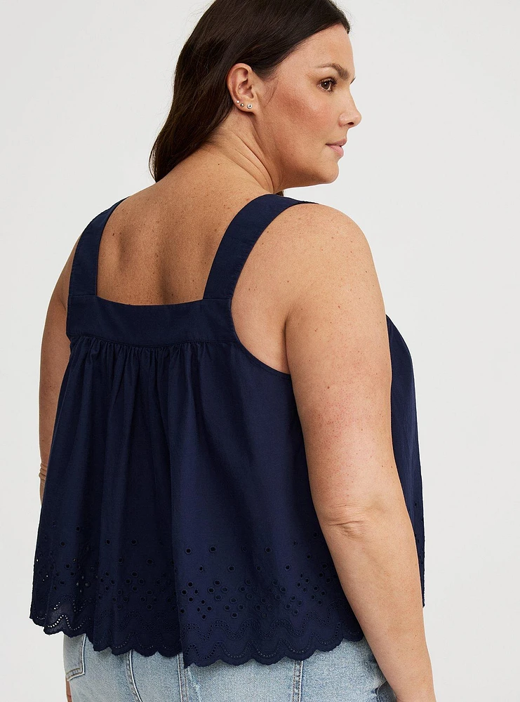 Eyelet Trim Front Crop Top