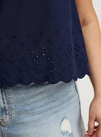 Eyelet Trim Front Crop Top