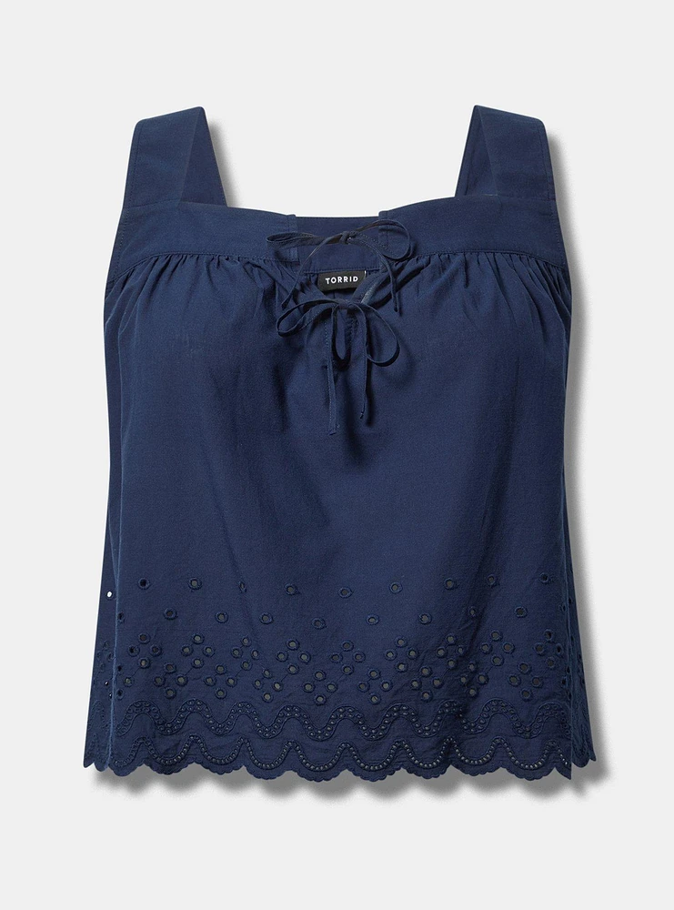 Eyelet Trim Front Crop Top