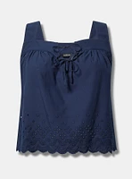 Eyelet Trim Front Crop Top