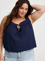 Eyelet Trim Front Crop Top