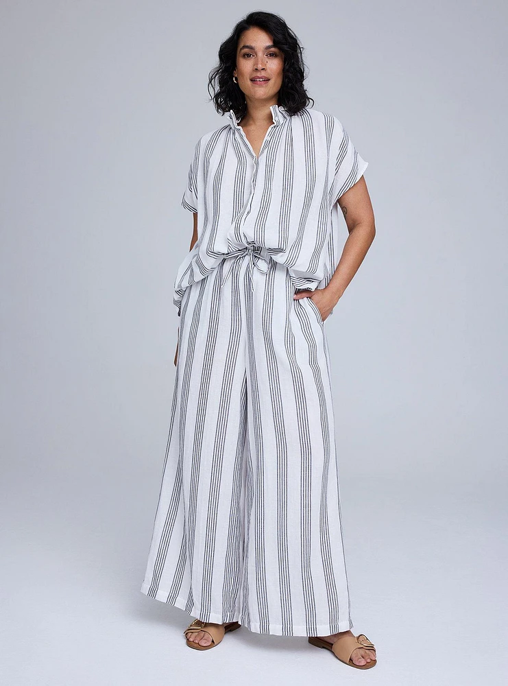 Belle Isle Linen Popover Blouse