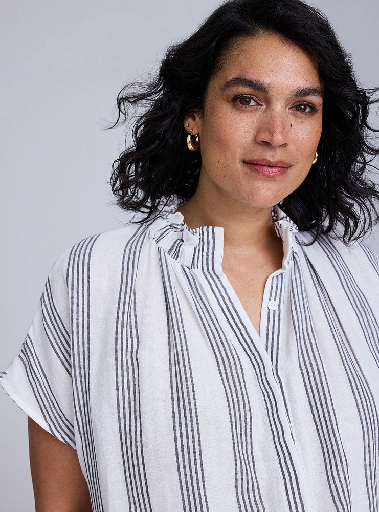 Belle Isle Linen Popover Blouse