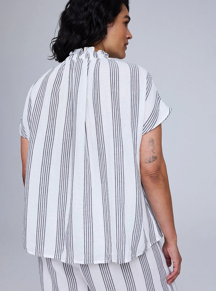 Belle Isle Linen Popover Blouse