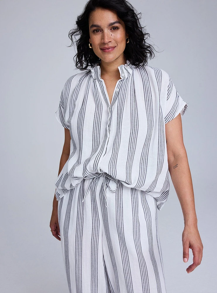 Belle Isle Linen Popover Blouse