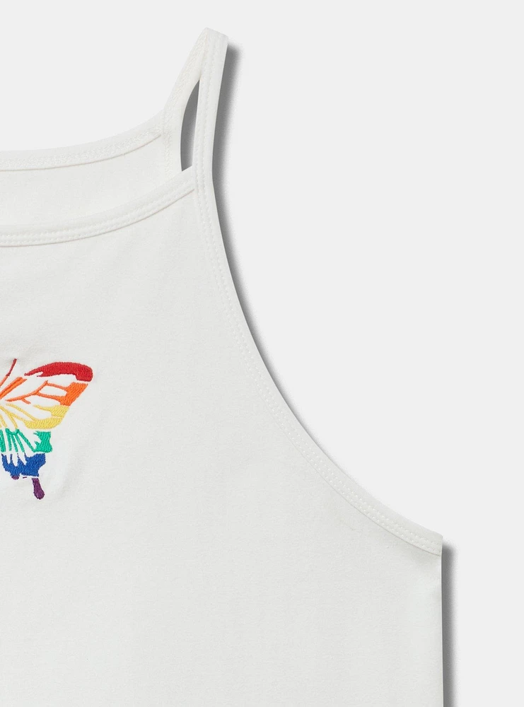 Butterfly High-Neck Embroidered Foxy Cami