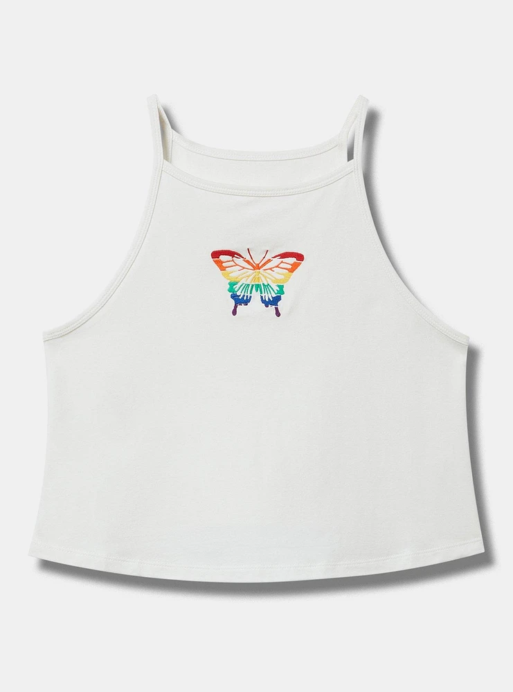 Butterfly High-Neck Embroidered Foxy Cami