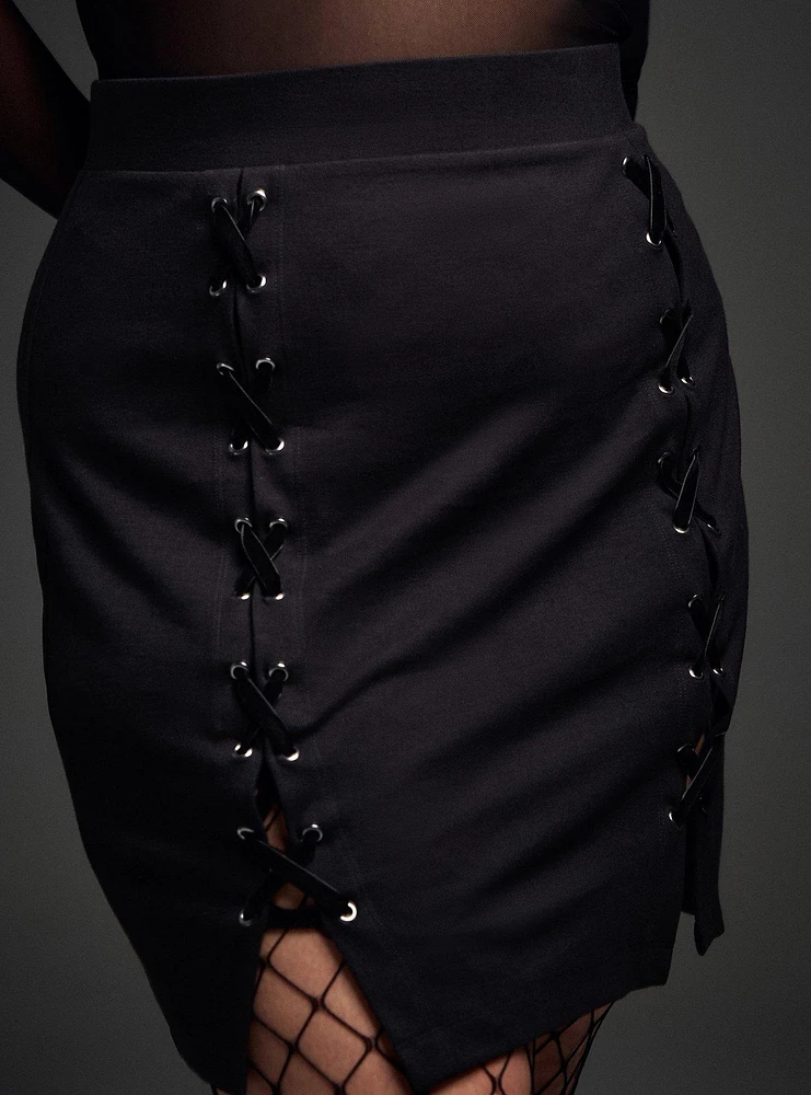 Nightfall Lace-Up Mini Skirt
