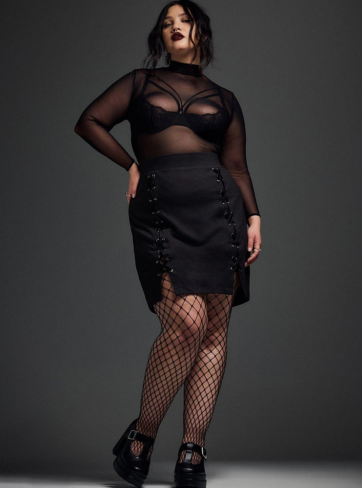 Nightfall Lace-Up Mini Skirt