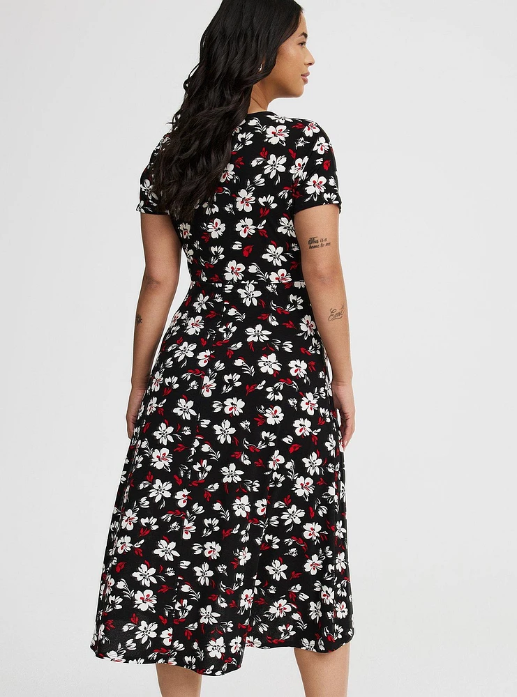 Midi Surplice Tie-Sleeve Dress