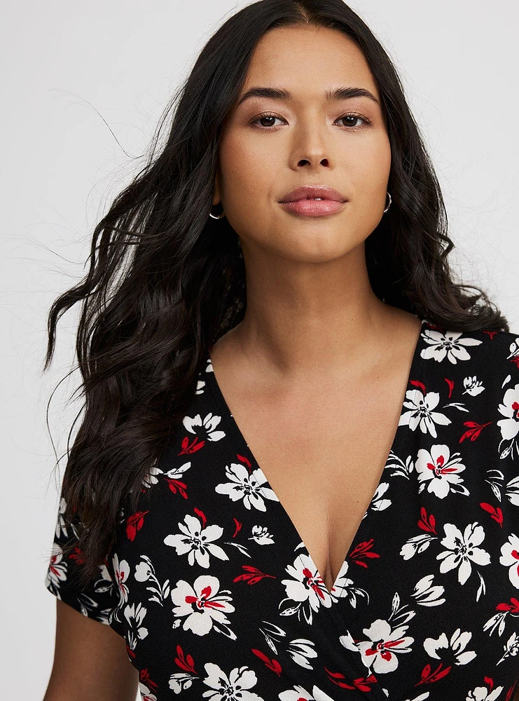 Midi Surplice Tie-Sleeve Dress