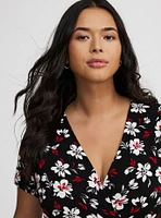Midi Surplice Tie-Sleeve Dress
