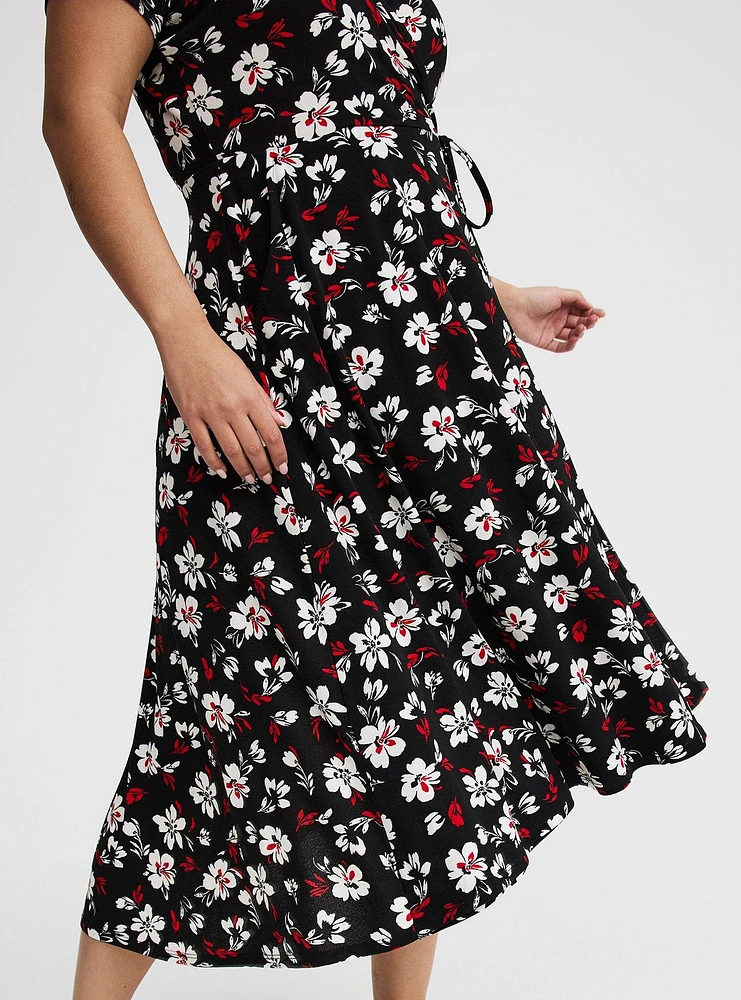 Midi Surplice Tie-Sleeve Dress