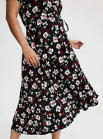 Midi Surplice Tie-Sleeve Dress