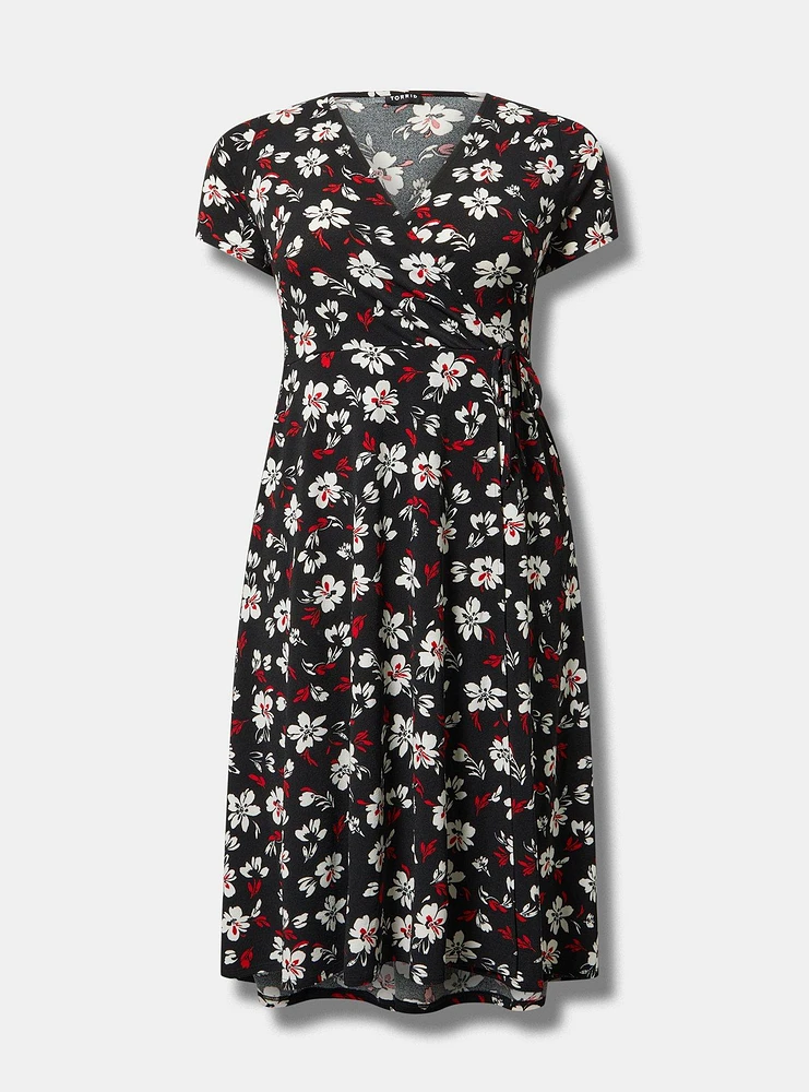 Midi Surplice Tie-Sleeve Dress
