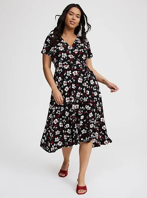 Midi Surplice Tie-Sleeve Dress