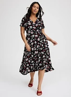 Midi Surplice Tie-Sleeve Dress