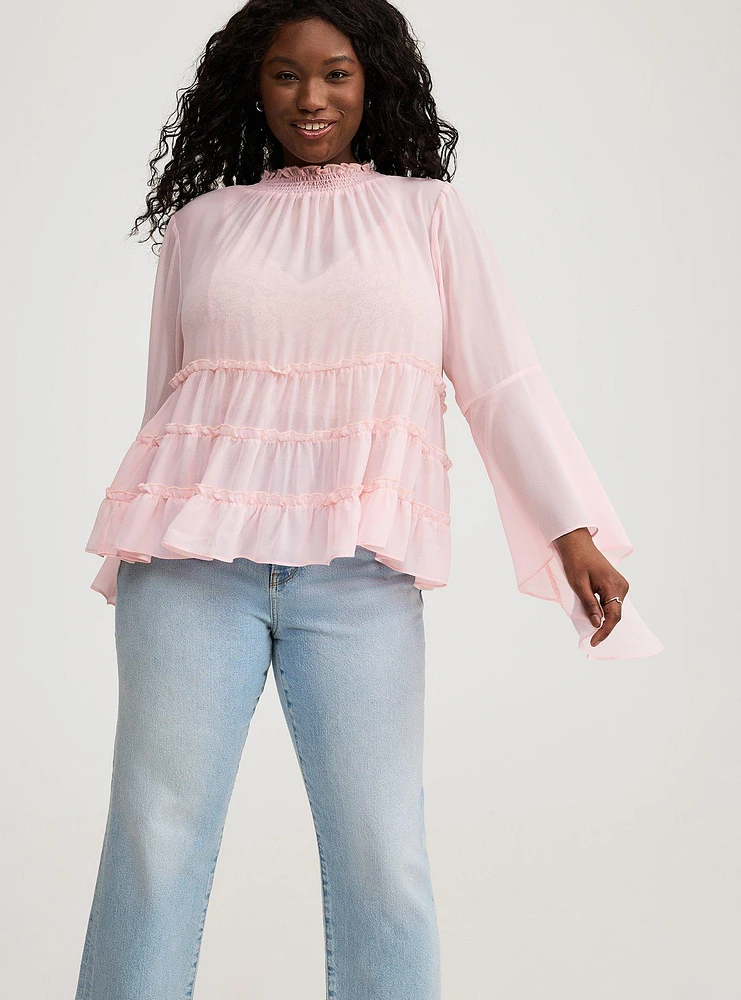 Chiffon Mock Neck Top