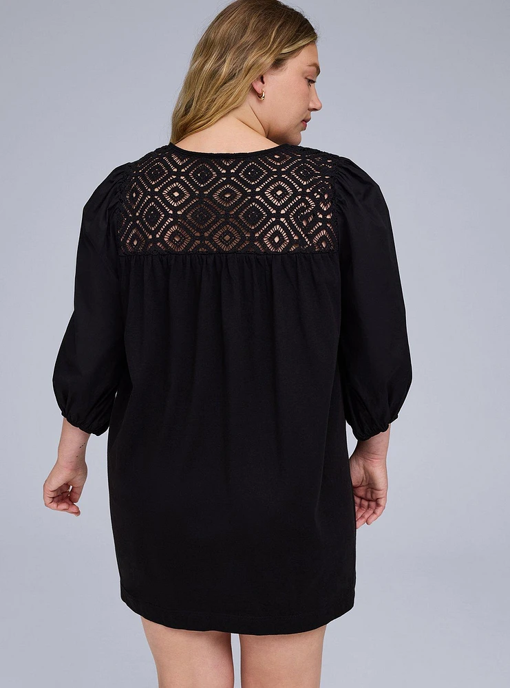 Belle Isle Crochet Popover Mini Dress