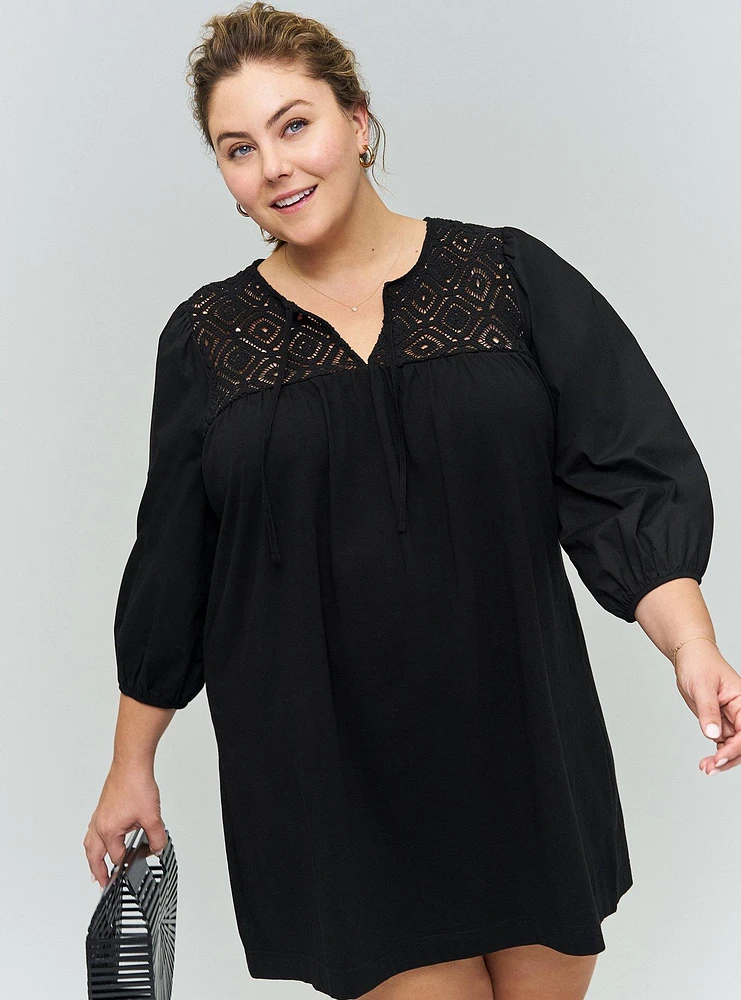 Belle Isle Crochet Popover Mini Dress