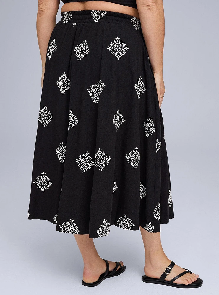 Belle Isle Embroidered Midi Skirt
