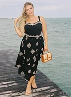 Belle Isle Embroidered Midi Skirt