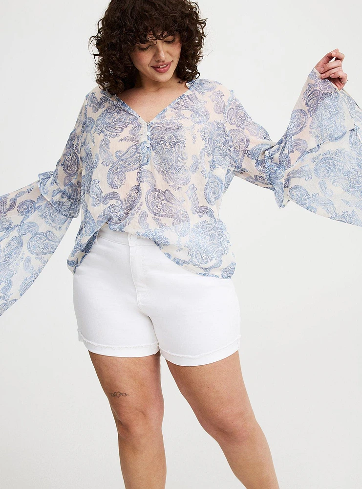 Chiffon V-Neck Ruffle Top