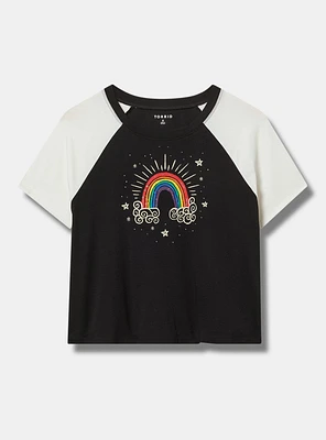 Rainbow Fitted Vintage Jersey Ringer Crop Tee